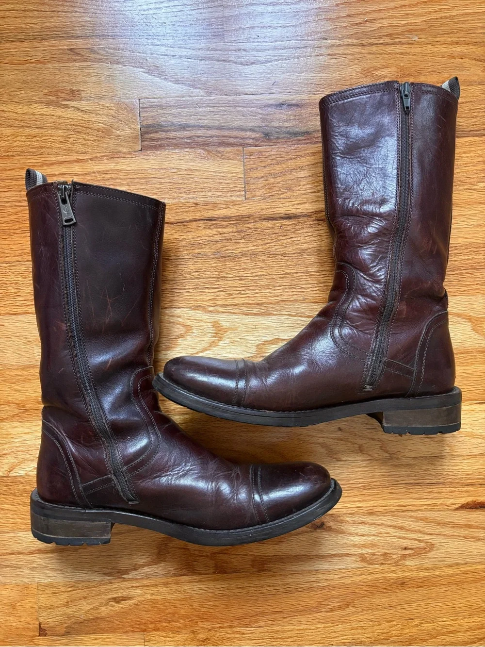 Coach Men's Moto Engineer Boots Dark Brown Leather Buckle Harness